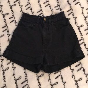 American Apparel black denim high waisted short